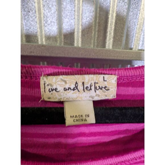 One World Shirt Pink Striped Long Sleeve Breast Cancer Awareness Women’s Large - Picture 3 of 6